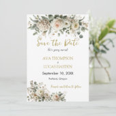 Bloos & Goud Romantische Bloemen Save the Date Kaa (Staand voorkant)