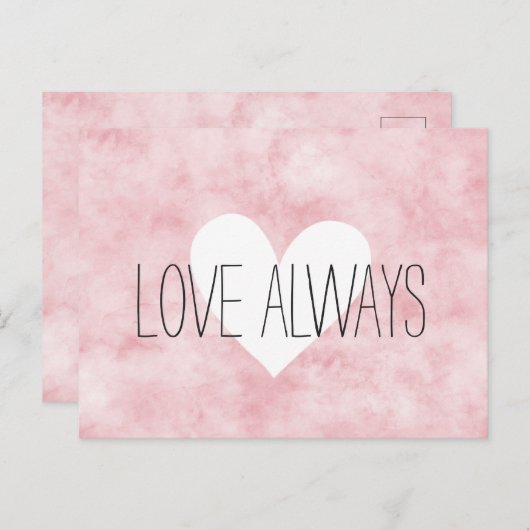 Bloos het Roze Witte Hart van de Liefde Briefkaart (Voorkant / Achterkant)