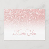 Bloos Roze Glitters Wit Ombre Dank je wel Briefkaart (Voorkant)