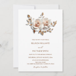 Bloos Roze Goud 3D Bloemen Eenvoudig Kaart