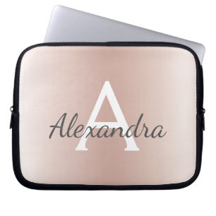 Bloos Roze toenam Gouden MetaalMonogram Ombre Laptop Sleeve