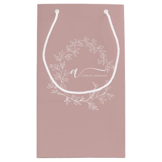 Bloos Stof Roze Modern Script Meisjesachtig Monogr Klein Cadeauzakje (Achterkant)