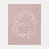 Bloos Stof Roze Modern Script Meisjesnaam Monogram Fleece Deken (Voorkant)