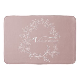 Bloos Stof Roze Moderne Script Meisjesachtige Mono Badmat