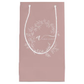 Bloos Stof Roze Moderne Script Meisjesachtige Mono Klein Cadeauzakje (Voorkant)