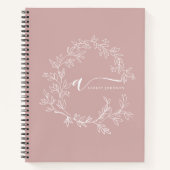 Bloos Stof Roze Moderne Script Meisjesachtige Mono Notitieboek (Voorkant)