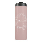 Bloos Stof Roze Moderne Script Meisjesachtige Mono Thermosbeker (Voorkant)