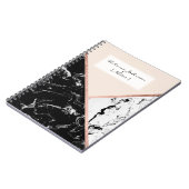 Bloos zwart wit marmer toenam gouden kleurenblok notitieboek (Linkerzijde)