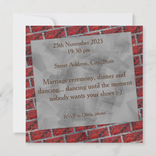 Blootgesteld effect op de rode baksteen kaart (Achterkant)