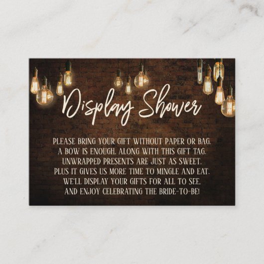 Blootgestelde bakstenen Edison Lights Display Vrij Informatiekaartje (Voorkant)