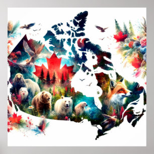 Blootstelling van dieren en Canada Map Poster