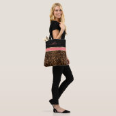 Blos, Bloem en Luipaard Patroon Tote Bag (Op model)