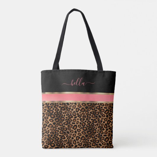 Blos, Bloem en Luipaardprint Tote Bag (Achterkant)