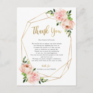 Blos Bloemen bruiloft geometrische dank u post Kaa Briefkaart