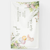 Blos Bloemen Bunny Het is een Meisje Douche Welkom Spandoek (Verticaal)