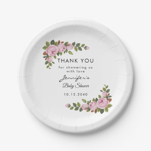 Blos Bloemen Dank u Baby shower Papier Bord (Voorkant)