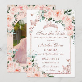 Blos Bloemen Zoet 16 Roos Goud Quinceañera Foto Save The Date