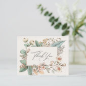 blos bloemendustig roze babyshower bedankt briefkaart (Staand voorkant)