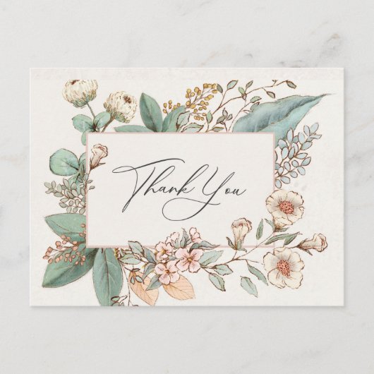 blos bloemendustig roze babyshower bedankt briefkaart (Voorkant)