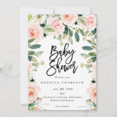 Blos en groen Boho Modern baby shower Kaart (Voorkant)