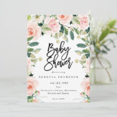 Blos en groen Boho Modern baby shower Kaart (Staand voorkant)
