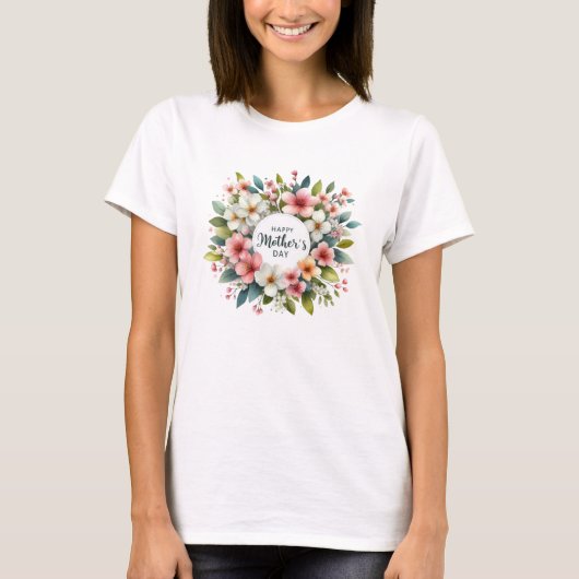  blos lente bloemen krans Moederdag T-shirt (Voorkant)
