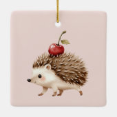 Blos Roze Rode Kers Schattige Egel Keramisch Ornament (Achterkant)