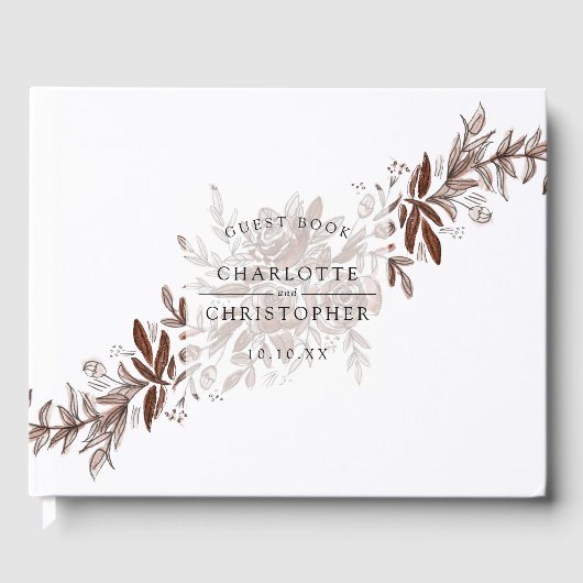 blos roze waterverf bruiloft gastenboek (Voorkant)