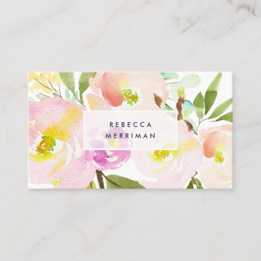 blos | Waterverf Floral QR Code Visitekaartje (Voorkant)