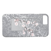 Blosom Flowers Silver Damask Case-Mate iPhone Case (Achterkant (Horizontaal))