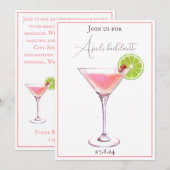 Blosroze en aubergine klassieke cocktail kaart (Voorkant / Achterkant)