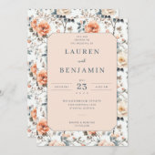 Blossom and Vow Wedding Kaart (Voorkant / Achterkant)