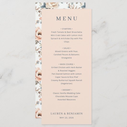Blossom and Vow Wedding Menu (Voorkant / Achterkant)