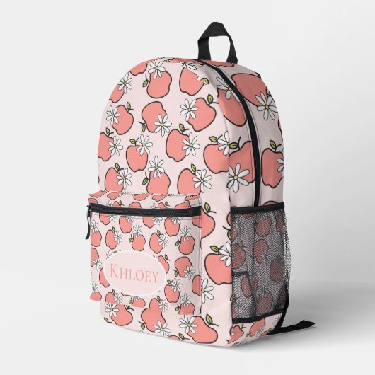 Blossom & Apple Roze School Bedrukte Rugzak (Achterkant Hoek Rechts)