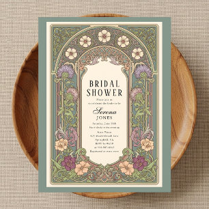 Blossom Art Nouveau Sage Vrijgezellenfeest Uitnodiging Briefkaart