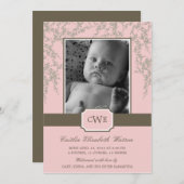 Blossom Baby Birth Announcement (roze) Aankondiging (Voorkant / Achterkant)