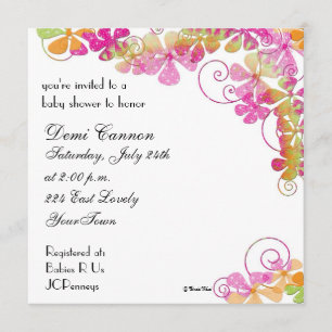 Blossom Baby shower Invitation in Bright Colors Kaart
