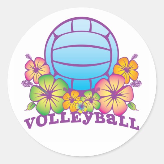 Blossom Beach Volleyball Ronde Sticker (Voorkant)
