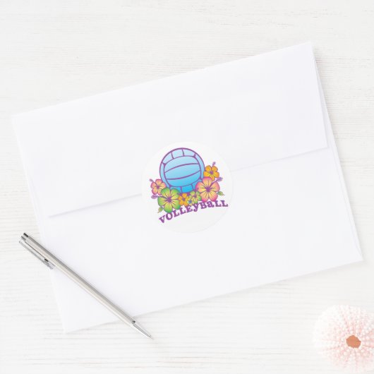 Blossom Beach Volleyball Ronde Sticker (Envelop)