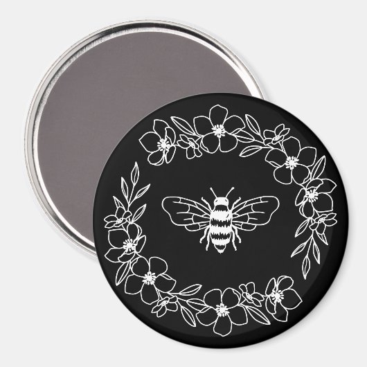 Blossom Bee Wreath in White Magneet (Voorkant / Achterkant)