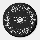 Blossom Bee Wreath in White Magneet (Voorkant)