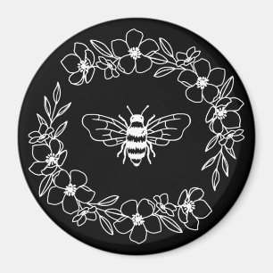 Blossom Bee Wreath in White Magneet