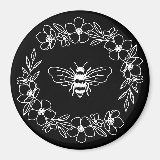 Blossom Bee Wreath in White Magneet (Voorkant)