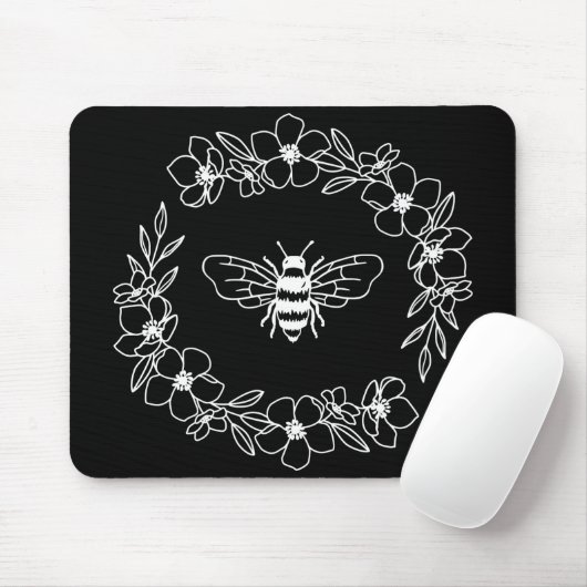 Blossom Bee Wreath in White Muismat (Met muis)