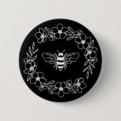 Blossom Bee Wreath in White Ronde Button 5,7 Cm (Voorkant)