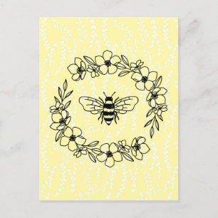 Blossom Bee Wreath Yellow Floral Briefkaart