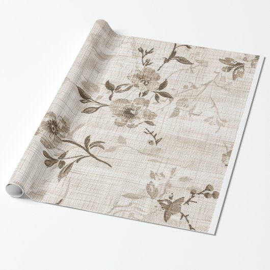 Blossom Beige Gift Wrap Cadeaupapier (Uitgerold)