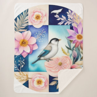 Blossom & Bird  Sherpa Deken