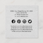  Blossom Black en White Square Business Ca Vierkante Visitekaartje (Achterkant)