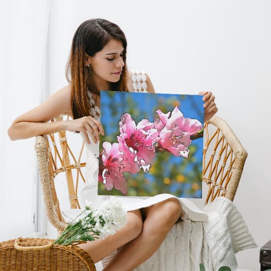 Blossom Black Outline Art sluiten Canvas Afdruk